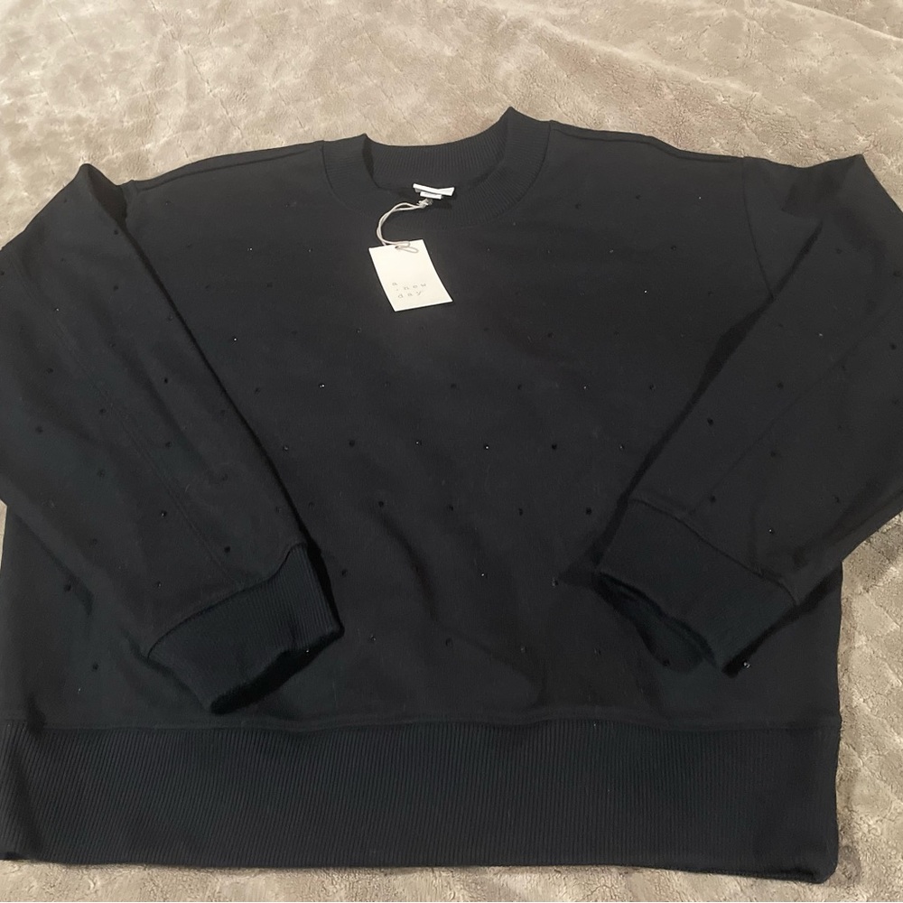 Rhinestone A New Day Sweater. Black. NWT